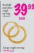 9ct Gold And Silver Single Earring-Each