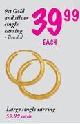 9ct Gold And Large Single Earring-Each