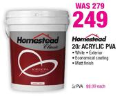 Homestead 20Ltr Acrylic PVA-Each
