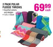 2 Pack Polar Fleece Throws-125 X 150cm Each