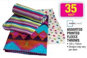 Mainstays Assorted Printed Fleece Throws-120 x 150cm Each