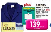 Ethnix Mens 2 Piece Conti Suit Plus Free Poncho-Per Set