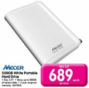 Mecer 500GB White Portable Hard Drive Each