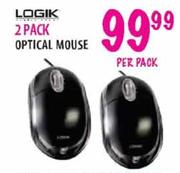 Logik 2 Pack Optical Mouse Per Pack