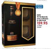 KWV 10 Yo Brandy-1 x 750ml And 2 Glasses In Gift Pack