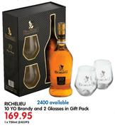 Richelieu 10 Yo Brandy-1 x 750ml And 2 Glasses In Gift Pack 