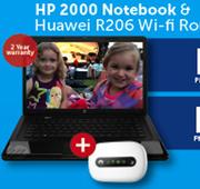 HP 2000 Notebook & Huawei R206 Wi-Fi Router-On 2GB
