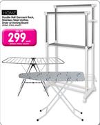 Home Double Rail Garment Rack, Stainless Steel Clothes Dryer Or Ironing Board-Each
