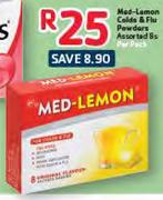  Med-Lemon Colds & Flu Powders Assorted-8's Per Pack