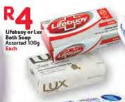 Lifebuoy / Lux Bath Soap Assorted-100g Each