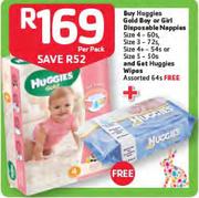 Huggies Gold Boy/Girl Disposable Nappies Size 4-60's/Size 3-72's/Size 4+-54's/Size 5-50's Per Pack