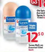Sanex Roll-On Assorted-50ml Each