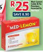 Med-Lemon Colds & Flu Powders Assorted- 8's