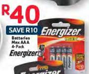 Energizer Batteries Max AAA-4's Pack