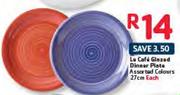 Le Cafe Glazed Dinner Plate Assorted Colours-27cm Each