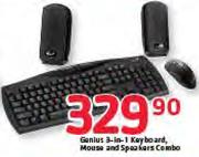 Genius 3 In 1 Keyboard, Mouse And Speakers Combo