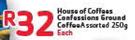 House Of Coffees Confessions Ground Coffee Assorted-250g Each