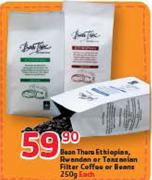 Bean There Ethiopian, Rwandan Or Tanzanian Filter Coffee Or Beans-250g Each