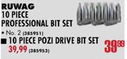 Ruwag 10 Piece Pozi Drive Bit Set