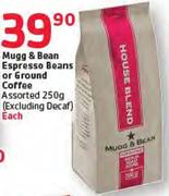 Mugg & Bean Espresso Bens Or Ground Coffee Assorted-250g