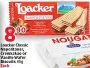Loacker Classic Napolitaner,Cremkakao Or Vanille Wafer Biscuits-45g