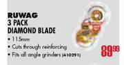 Ruwag 3 Pack Diamond Blade -115mm