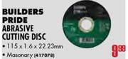 Builders Pride Abrasive Cutting Disc -15 X 1.6 X 22.23mm