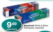 Aquafresh White & Shine Toothpaste, Assorted-100ml each