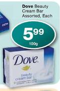 Dove Beauty Cream Bar Assorted, Each-100g