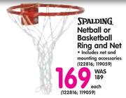 Spalding Netball Or Basketball Ring And Net 