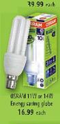 Osram 11W Or 14W Energy Saving Globe-Each
