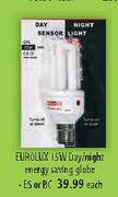 Eurolux 15W Day/Night Energy Saving Globe-Each