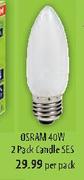 Osram 40W 2Pack Candle SES-Per Pack