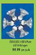 Eurolux 50W 6Pack Gu10 Halogen-Per Pack