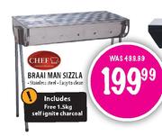 Chef Braai Man Sizzla + Free 1.5kg Selfignite Charcoal