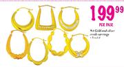 9ct Gold and Silver Creole Earrings-per pair