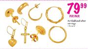 9ct Gold and Silver Earrings-per pair