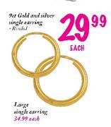 9ct Gold and Silver Single Earring-each  