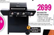 Megamaster Gas Patio Braai + Free Tong, Apron and Glove