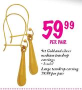 9ct Gold and Silver Medium Teardrop Earrings-per pair