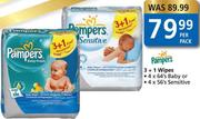 Pampers 3 + 1 Wipes Sensitive-4 x 56's Per Pack