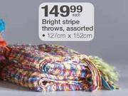 Bright Stripe Throws Assorted 127x152cm-Each