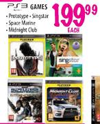 PS3 Games Prototype, Singstar, Space Marine & Midnight club-Each