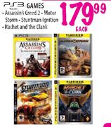 PS3 Games Assassin's Creed 2, Motor Strom, Stuntman Ignition & Rachet And The Clank-Each 