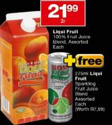 Liqui Fruit 100% Fruit Juice Blend Assorted Each-2ltr