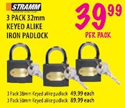 Stramm 38mm Keyed Alike Iron Padlock-3 Pack
