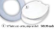 Toilet Seat-White, Stripe Or Shell-18"