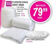 Simple Choice Platinum Single Duvet Inner-Each