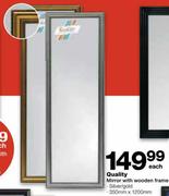 Quality Mirror with Wooden Frame-350mm x 1200mm Each