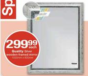 Quality Silver Wooden-Framed Mirror-1050mm x 800mm Each